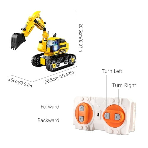 580pcs Building Block Excavator 2.4GHz RC Car Shop Truck APP Control Programming STEM Learning Kit Path Mode Voice Control Educational Toy