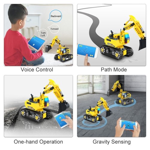 580pcs Building Block Excavator 2.4GHz RC Car Shop Truck APP Control Programming STEM Learning Kit Path Mode Voice Control Educational Toy