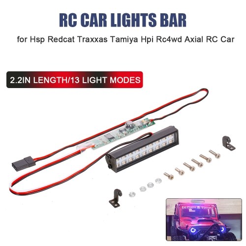 55mm/2.2in RC LED Lights Bar Metal Roof Lamp Light Headlight 18LEDs Light for 1/10 Traxxas TRX-4 Trx-6 D90 HSP Redcat RC 4WD Tamiya Axial SCX10 HPI RC Car