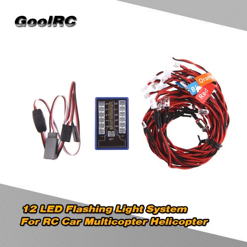 نظام إضاءة وامض 12 LED جديد من GoolRC للسيارات RC G.T.POWER Smart PPM/FM/FS 2.4G شاحنات بمقياس 1/10 جزء أصغر (ضوء وامض G.T.POWER، 12 ضوء وامض LED، ضوء وامض ذكي)