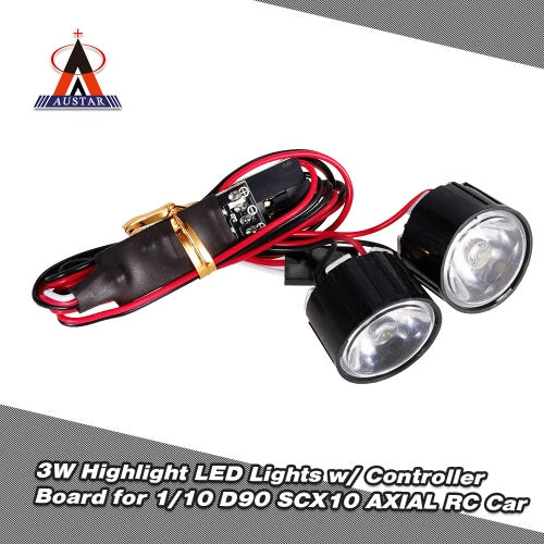 AUSTAR AX-006A 3W Highlight LED Lights w/ Controller Board for 1/10 Rock Crawler Traxxas Redcat AXIAL RC Car