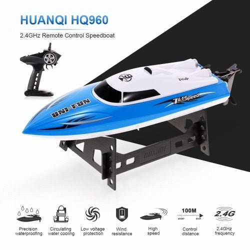 HUANQI HQ960 2.4 جيجا هرتز 25 كم/ساعة RC قارب مكافحة الانقلاب التحكم عن بعد قارب سريع RC السفينة الصبي هدية لعبة أطفال