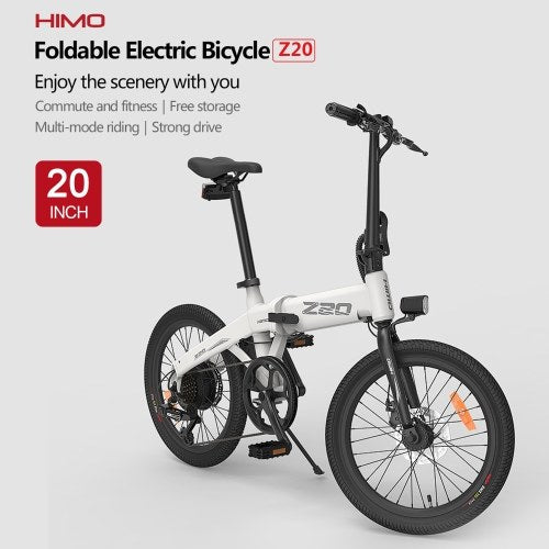 HIMO Z20 20 Inch Folding Power Assist Electric Bicycle 80KM Range 10AH Removable Battery Moped E-Bike Electric Bike with Mudguard and Inflation Pump