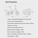 HIMO Z20 20 Inch Folding Power Assist Electric Bicycle 80KM Range 10AH Removable Battery Moped E-Bike Electric Bike with Mudguard and Inflation Pump