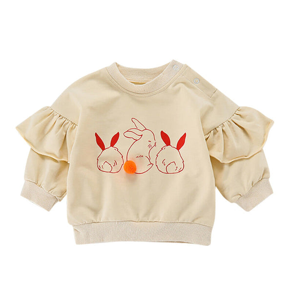 Rabbit Bunny Print Tops - Beige