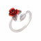 Red Rose Premium Resizable Rings - Silver