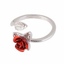 Red Rose Premium Resizable Rings - Silver