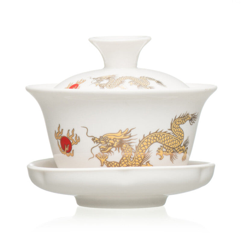 Relief Dragon White Porcelain Gaiwan 90ml 3.04 fl oz