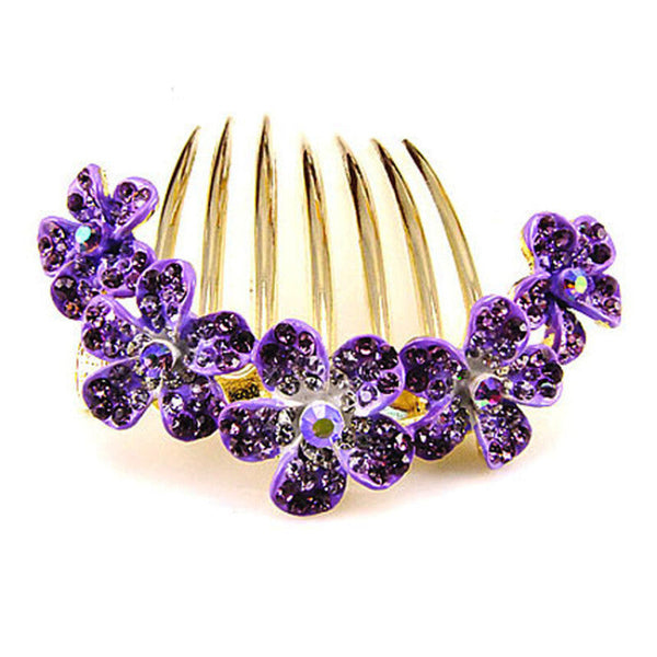 Retro Premium Vintage Crystal Hairbrush - Purple