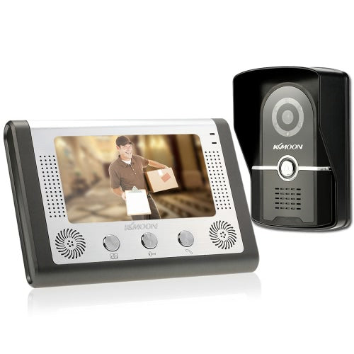 1KKMOON 7” Wired Video Door Phone System Visual Intercom Doorbell with 1*800x480 Indoor Monitor + 1*700TVL Outdoor Camera support Unlock Infrared Night View Rainproof Lock Time Delay Adjustable View Angels for Home Surveillance