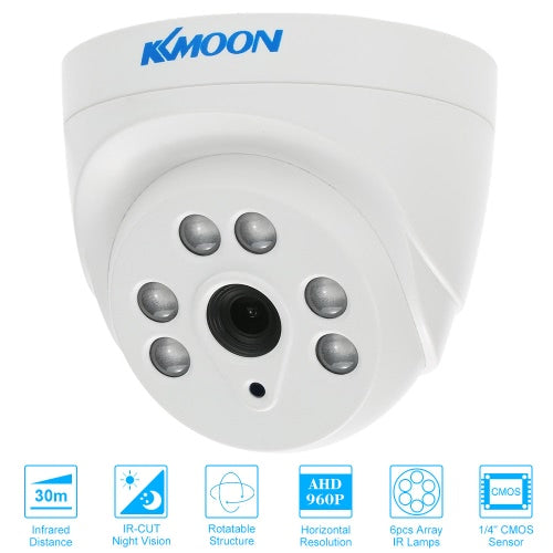 كاميرا KKmoon 960P AHD قبة CCTV 1.3 ميجابكسل 3.6 مم 1/4 بوصة CMOS 6 صفيف مصابيح الأشعة تحت الحمراء للرؤية الليلية IR-CUT نظام مراقبة المنزل الداخلي NTSC