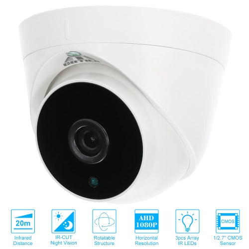 COTIER  1080P 2.0MP AHD Dome CCTV Camera 3.6mm 1/2.7’’ CMOS 3 Array IR LEDs Night Vision IR-CUT Indoor Home Surveillance NTSC System