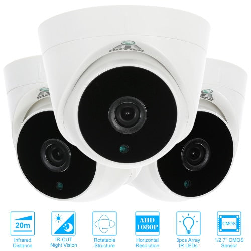 COTIER  1080P 2.0MP AHD Dome CCTV Camera 3.6mm 1/2.7’’ CMOS 3 Array IR LEDs Night Vision IR-CUT Indoor Home Surveillance NTSC System