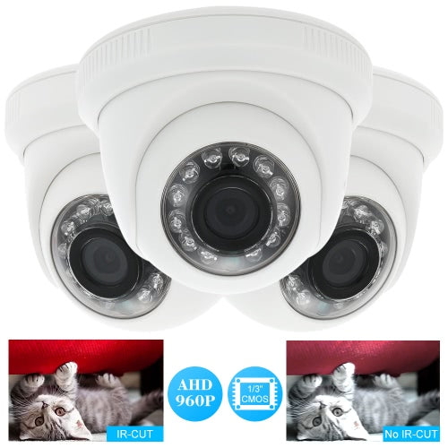 COTIER  960P AHD Dome CCTV Camera 3.6mm 1/3’’ CMOS 1.3MP 12 IR Lamps Night Vision IR-CUT Indoor Home Security PAL System