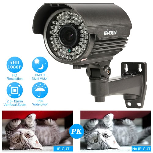 كاميرا KKmoon 1080P AHD Bullet CCTV التناظرية 2.8~12 مم عدسة تكبير يدوية متغيرة البؤرة 1/3 بوصة لسوني CMOS 2.0 ميجابكسل IR-CUT 72 IR LED رؤية ليلية مقاومة للطقس في الأماكن المغلقة والخارجية نظام NTSC