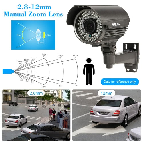 كاميرا KKmoon 1080P AHD Bullet CCTV التناظرية 2.8~12 مم عدسة تكبير يدوية متغيرة البؤرة 1/3 بوصة لسوني CMOS 2.0 ميجابكسل IR-CUT 72 IR LED رؤية ليلية مقاومة للطقس في الأماكن المغلقة والخارجية نظام NTSC