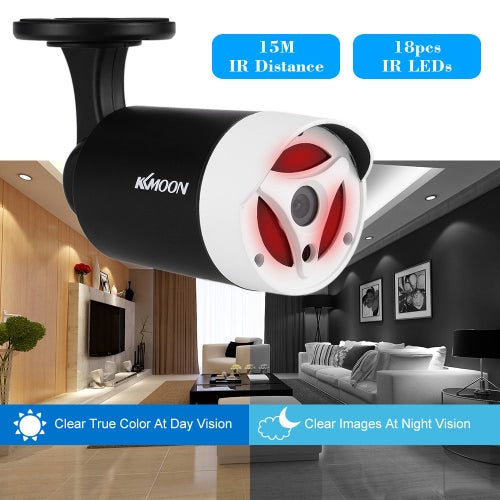 كاميرا KKmoon 1080P 2.0 ميجابكسل AHD رصاصة CCTV 3.6 مم 1/3 بوصة CMOS 18 قطعة صفيف IR LED رؤية ليلية IR-CUT مقاومة للمطر داخلي وخارجي نظام NTSC لأمن المنزل