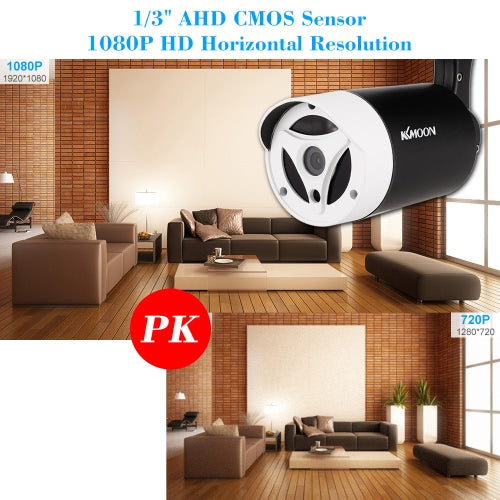 كاميرا KKmoon 1080P 2.0 ميجابكسل AHD رصاصة CCTV 3.6 مم 1/3 بوصة CMOS 18 قطعة صفيف IR LED رؤية ليلية IR-CUT مقاومة للمطر داخلي وخارجي نظام NTSC لأمن المنزل