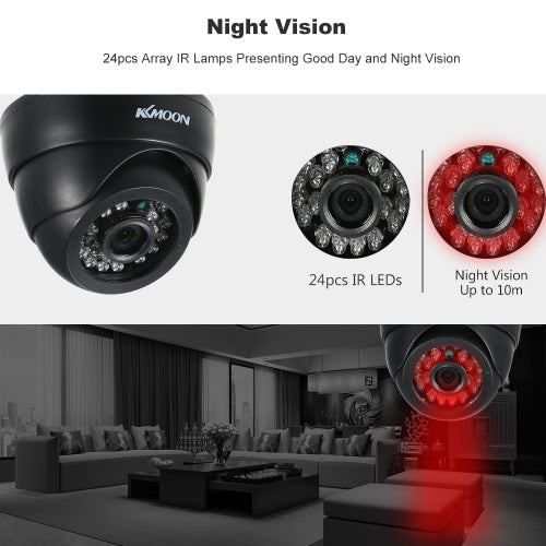 كاميرا KKmoon 1080P AHD Dome CCTV التناظرية عدسة 3.6 مم CMOS 2.0MP IR-CUT 24 قطعة IR LED للرؤية الليلية لنظام PAL لأمن المنزل