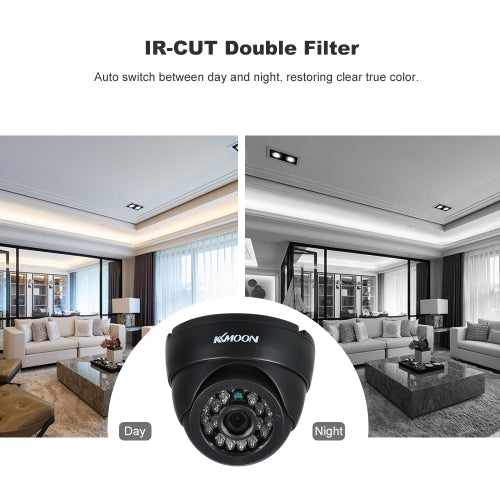 كاميرا KKmoon 1080P AHD Dome CCTV التناظرية عدسة 3.6 مم CMOS 2.0MP IR-CUT 24 قطعة IR LED للرؤية الليلية لنظام PAL لأمن المنزل