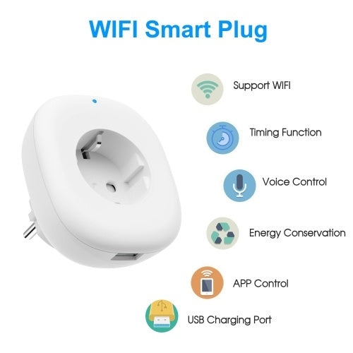 Wifi Smart Socket Plug with Big On/Off Switch Button + USB Port