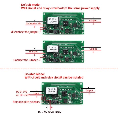 Sonoff SV الجهد الآمن DC 5-24V WiFi وحدة التبديل اللاسلكية