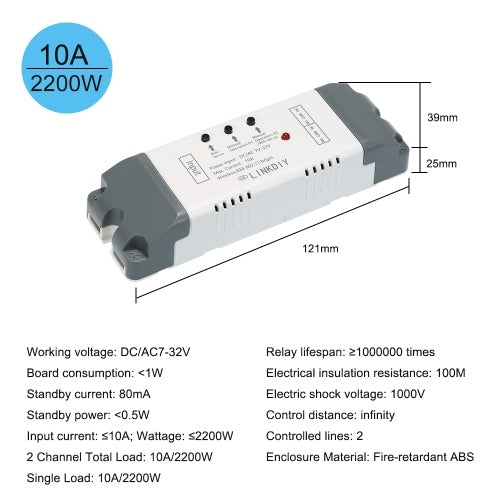 Sonoff 2CH DC/AC7-32V وحدة تبديل واي فاي ذكية عالمية