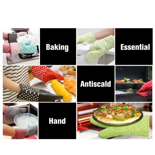 1PC Long Cotton+Silicone Oven Pot Holders Gloves