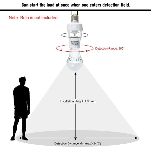 360 Degrees PIR Induction Motion Sensor Lamp Holder