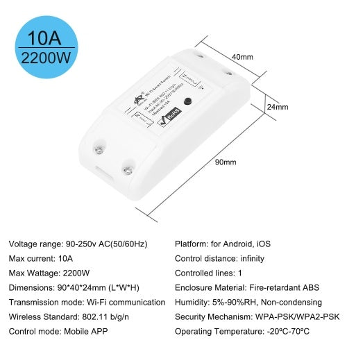 Sonoff Wifi Switch 10A/2200W Wireless Remote Switch