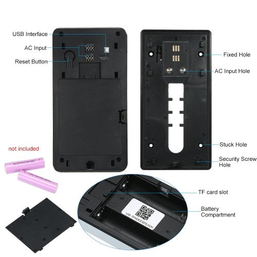 HD 720P WiFi Smart Wireless Security Doorbell with 2PCS 18650 Batteries