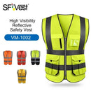 SFVest  High Visibility Reflective Safety Vest Reflective Vest Multi Pockets Workwear Security Working Clothes Day Night Motorcycle Cycling Warning Safety Waistcoat