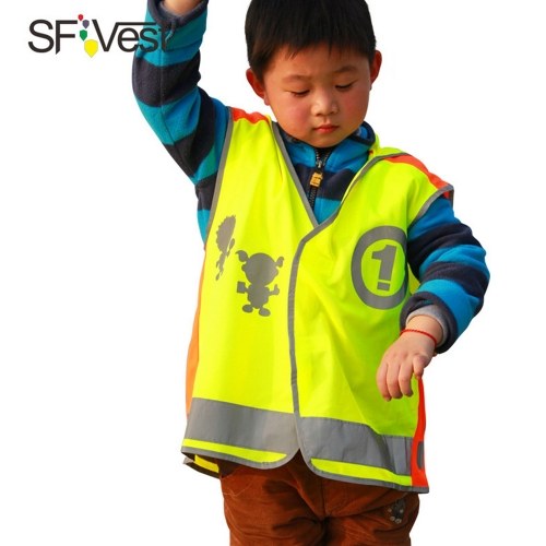 SFVest High Visibility Children Safety Reflective Vest Kindergarten Reflecting Coat Safety Clothing Reflective Clothes Vests Sport Reflective Fabric Outdoor Safety Road Traffic Warning for Kids Boy Girl