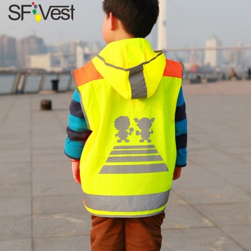 SFVest High Visibility Children Safety Reflective Vest Kindergarten Reflecting Coat Safety Clothing Reflective Clothes Vests Sport Reflective Fabric Outdoor Safety Road Traffic Warning for Kids Boy Girl