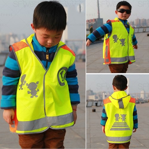 SFVest High Visibility Children Safety Reflective Vest Kindergarten Reflecting Coat Safety Clothing Reflective Clothes Vests Sport Reflective Fabric Outdoor Safety Road Traffic Warning for Kids Boy Girl