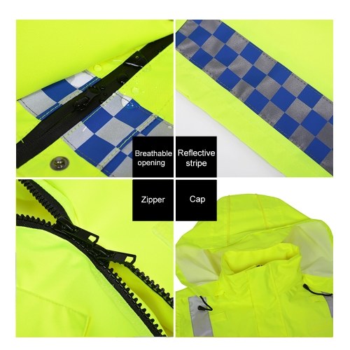 SFVest High Visibility Reflective Rainwear Coat Luminous Safety Raincoat Outdoor Hiking Riding Men and Women Waterproof 300D Oxford Cloth Coating