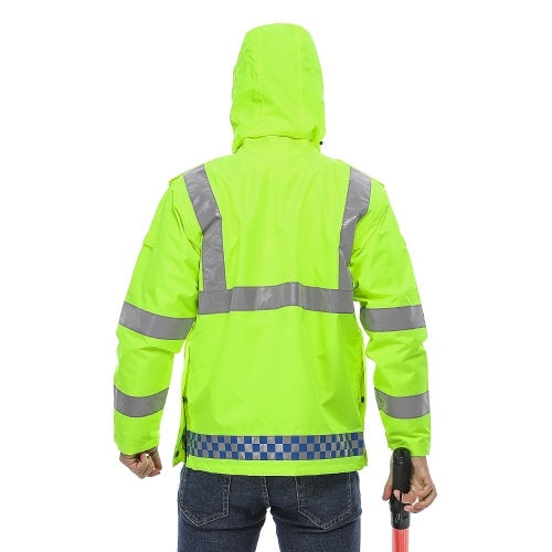 SFVest High Visibility Reflective Rainwear Coat Luminous Safety Raincoat Outdoor Hiking Riding Men and Women Waterproof 300D Oxford Cloth Coating