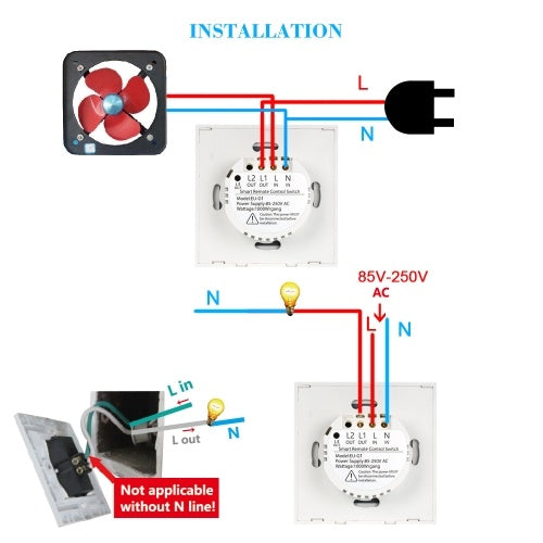 SONOFF EU Smart WiFi Wall Light Touch Switch Wireless 1 Gang