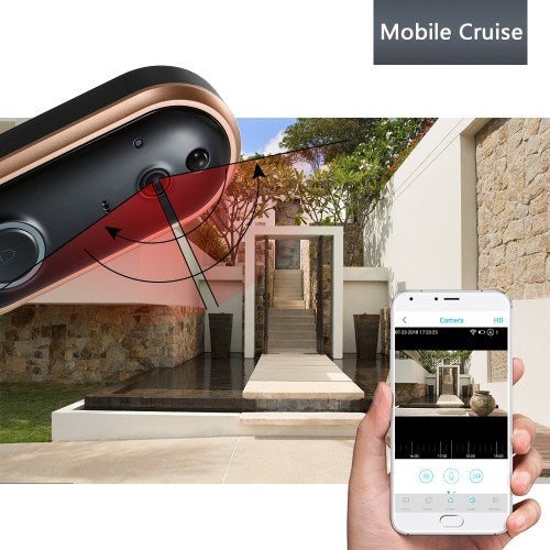 Smart WIFI 720P Security Doorbell with Visual Recording Night Vision PIR Motion Detection