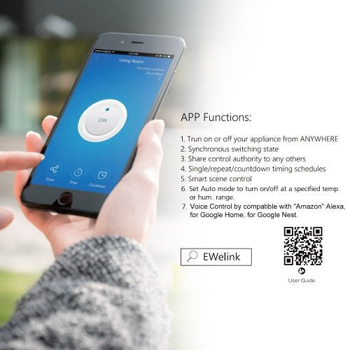 TH-16 Smart Wifi Switch Compatible with Sonoff & EWeLink 16A/3500W Monitoring Temperature Wireless Home Automation Kit