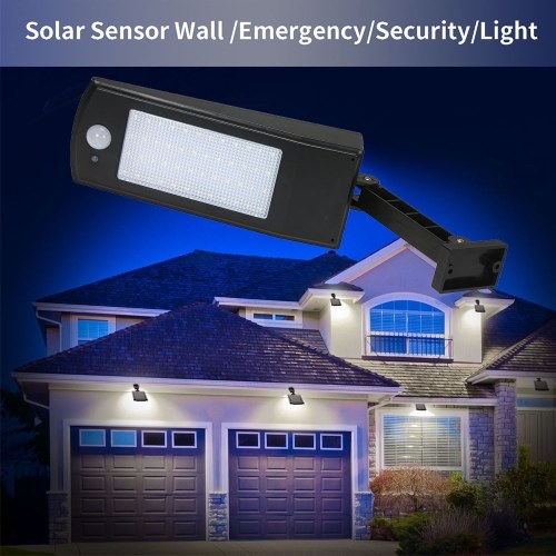 Solar Powered Floodlight 48 LED Solar Lights , 900LM Wireless Auto Motion Sensor Wall Light IP65 Waterproof Outdoor Security Lights With 180° Adjustable Pole for Home, Garden, Lawn