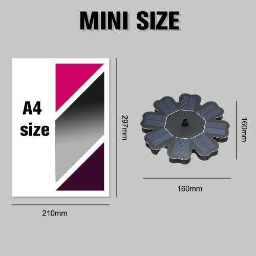 نافورة طاقة شمسية 160 مم/6.3 بوصة لوحة شمسية على شكل زهرة مضخة مياه موفرة للطاقة
