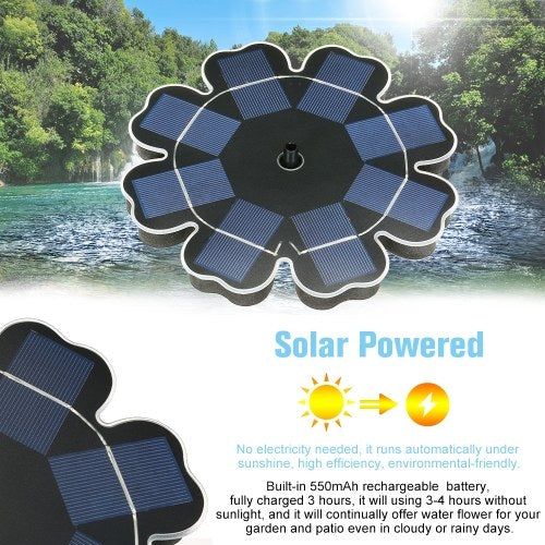 195mm/7.68" Solar Power Fountain Flower-shape Solar Panel Energy-saving Water Pump