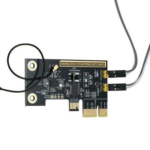 eWeLink Mini PCI-e كمبيوتر مكتبي بطاقة تبديل للتحكم عن بعد واي فاي لاسلكي ذكي وحدة تتابع التبديل إعادة تشغيل لاسلكية تشغيل / إيقاف تشغيل بطاقة تمهيد الكمبيوتر مع هوائي خارجي ولوحة ثابتة قطعة واحدة للمنزل الذكي