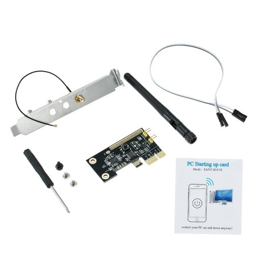 eWeLink Mini PCI-e Desktop PC Remote Control Switch Card WiFi Wireless Smart Switch Relay Module Wireless Restart Switch Turn On/OFF Computer Boot Card with External Antenna & 1PCS Fixed Plate for Smart Home