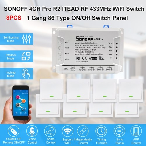 1PCS SONOFF 4CH Pro R2 ITEAD RF 433MHz 4 Gang WiFI Switch