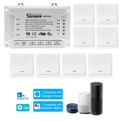 1PCS SONOFF 4CH Pro R2 ITEAD RF 433MHz 4 Gang WiFI Switch