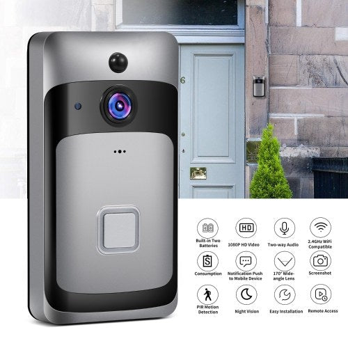 Smart Home WiFi Doorbell 1080P HD Security Camera with Two-Way Audio