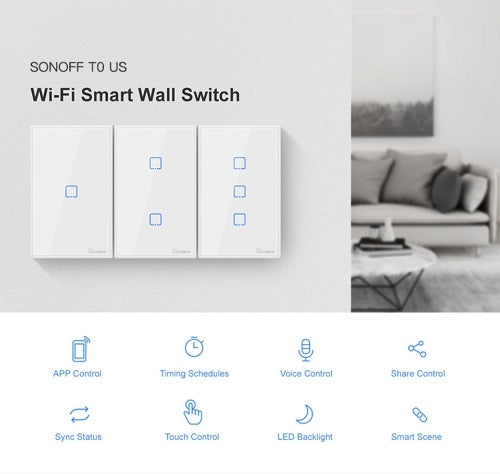 SONOFF T0US3C-TX 3 Gang Smart WiFi Wall Light Switch