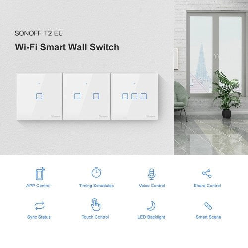 SONOFF T2EU1C-TX 1 Gang Smart WiFi Wall Light Switch